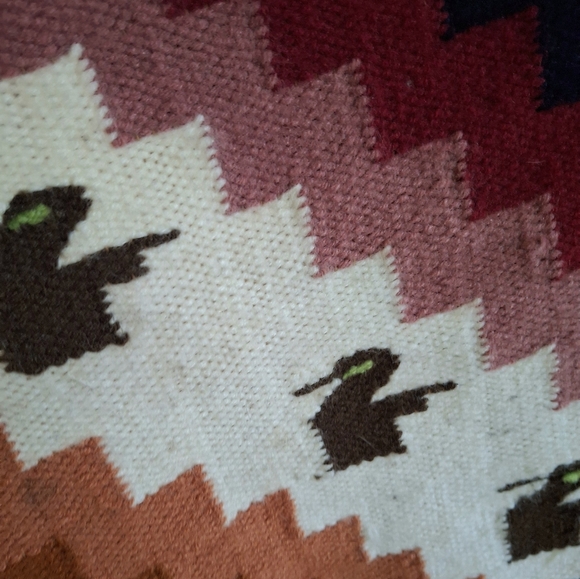 Handwoven Vintage Wool Bird Motif Tapestry Boho Tribal Wall Art Rug 60x23" - Picture 4 of 12